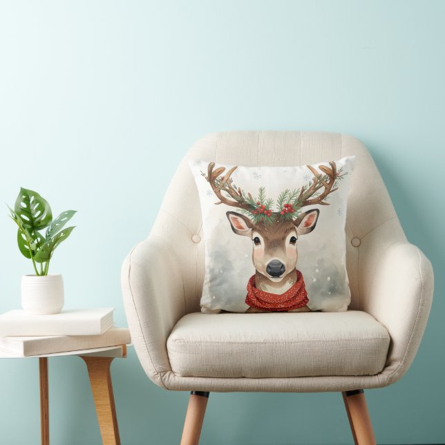 Almofada Reindeer Christmas Throw Pillow For Holiday (Cadeira)