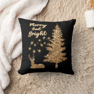 Almofada Reindeer Dourado Sparkle e Árvore de Natal