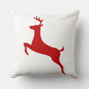 Almofada Reindeer Salta Natal Camisa Vermelha Silhueta Verm