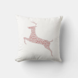 Almofada Reindeer Word Art Rudolph Blixem Comet Cupid