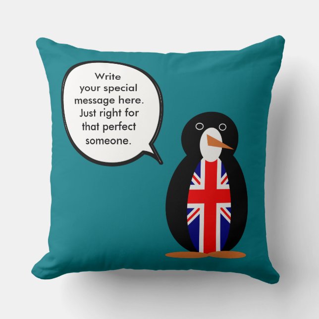 Almofada Reino Unido Falando Sra. Pinguim (Frente)