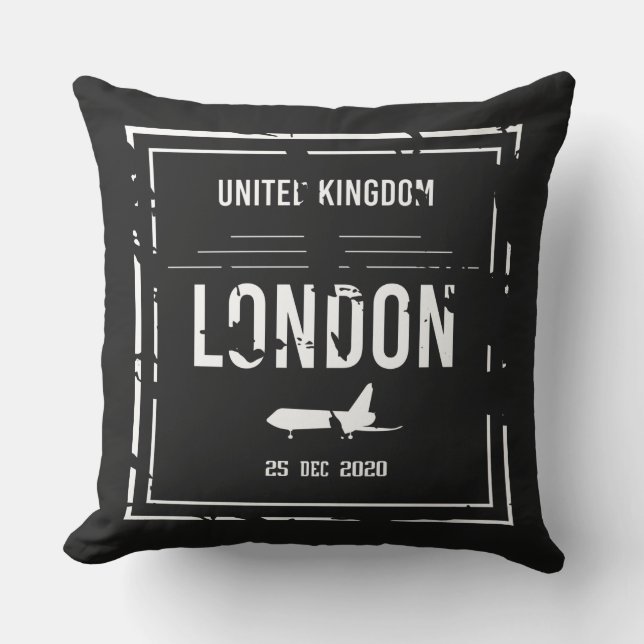 Almofada Reino Unido Londres 25 Dez 2020 preto e branco (Frente)
