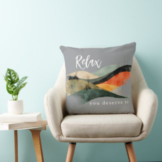 Almofada "Relax, You Deserve To" Rolling Hills Throw Pillow