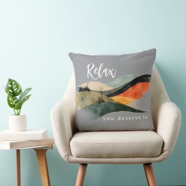 Almofada "Relax, You Deserve To" Rolling Hills Throw Pillow (Cadeira)