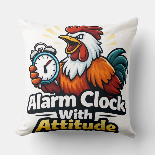 Almofada Relógio despertador com atitude, citação do roaste (Frente)