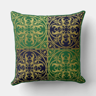 Almofada Renascença Medieval Arauto Leão Leopardo Metálico