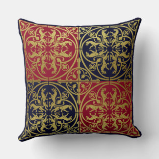 Almofada Renascença Medieval Arauto Leão Leopardo Metálico 