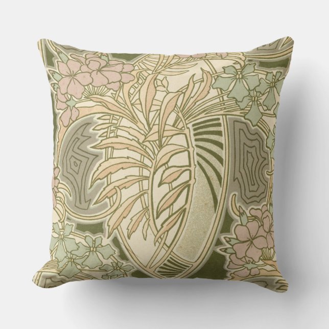 Almofada Rene Beauclair's Art Nouveau Flower Design (Frente)