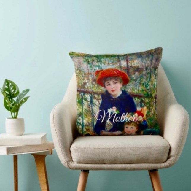 Almofada Renoir Mãe e Filho   (Throw Pillow 100% polyester heavyweight stretch material. Hidden zipper Made in the USA.
)