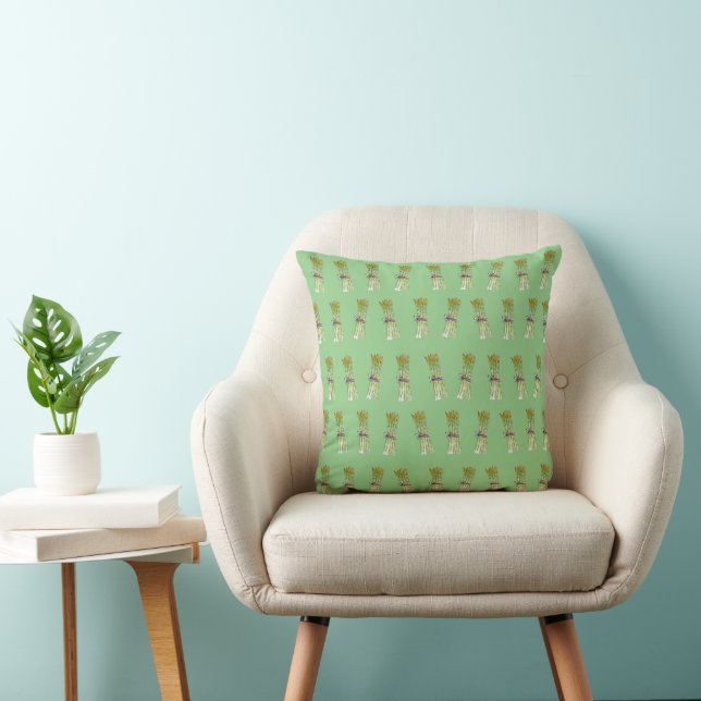 Almofada repeating asparagus design on throw cushion (Cadeira)