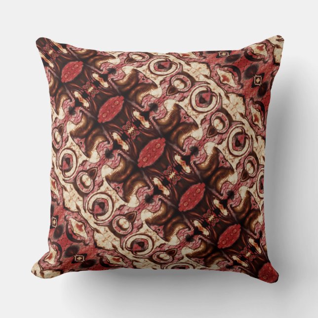 Almofada Repetição de formas com tons lenhosos e manchas (Frente)