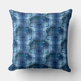 Almofada Repetição de vidro torto e martelado azul