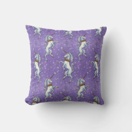 Almofada Repetição roxa do brilho do unicórnio