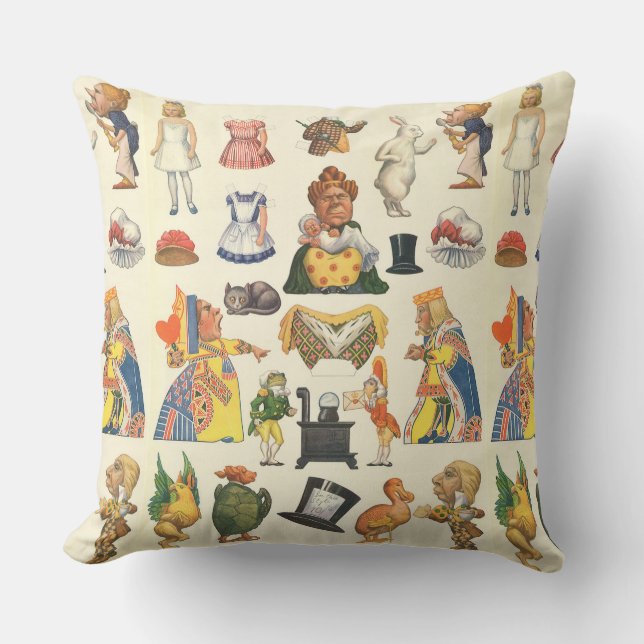Almofada Reprodução Vintage de Alice no País das Maravilhas (Frente)