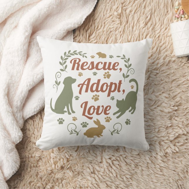 Almofada Rescue, Adopt, Love (Cobertor)