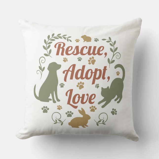 Almofada Rescue, Adopt, Love (Frente)