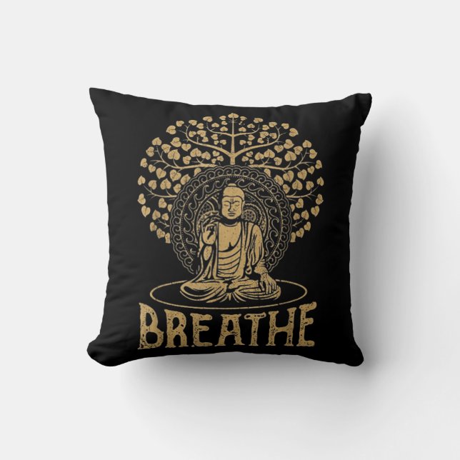 Almofada Respire a Ideia de Buda Yoga e Meditação (Frente)
