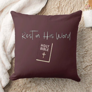 Almofada Rest in His Word- Faith-Filled Throw Pillow