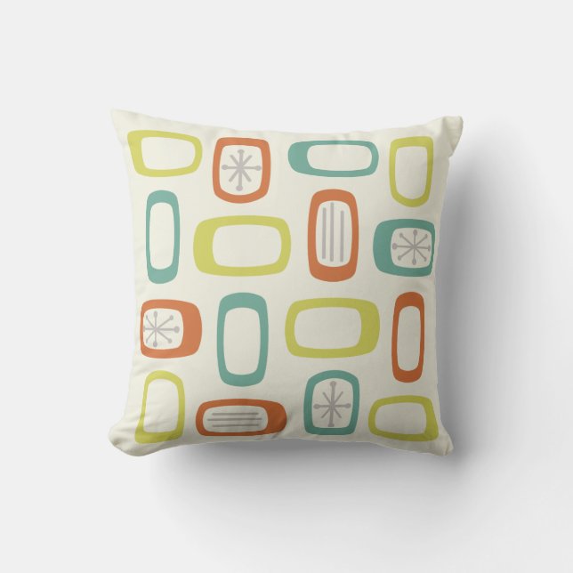 Almofada Retângulos Arredondados MCM do Meio-Século (Frente)