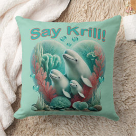 Almofada Retrato Adorável da Família de Baleias "Diga Krill
