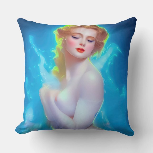 Almofada Retrato da Deusa Eetérea - Fantasia Surreal (Frente)