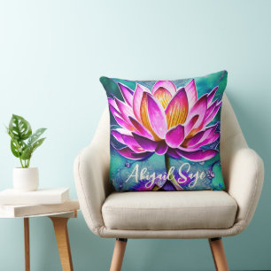 Almofada Retrato da Flor de Lotus Rosa Personalizado