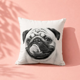 Almofada Retrato de animal de estimação minimalista em pret