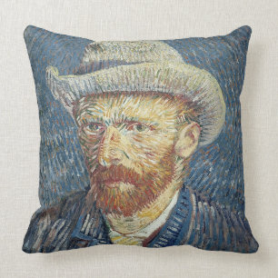 Almofada Retrato de auto de Vincent van Gogh com chapéu