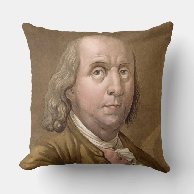 Almofada Retrato de Benjamin Franklin (1706-90), 'do Le (Frente)