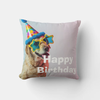 Almofada retrato de festa de cachorro engraçado aniversário