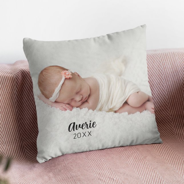 Almofada Retrato de Foto de Bebê Personalizado 2 Lados (Personalized Baby Photo Portait 2 Sided Throw Pillow
)