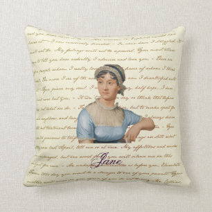 Almofada Retrato de Jane Austen e travesseiro P&P S&S das
