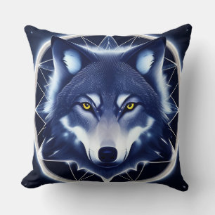 Almofada Retrato de Lobo com Olhos Dourados Intensos