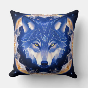 Almofada Retrato de Lobo com Olhos Dourados Intensos