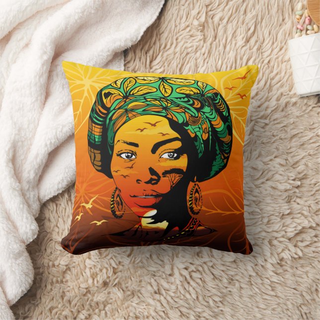 Almofada Retrato de Mulher Africana com Sunset (Cobertor)