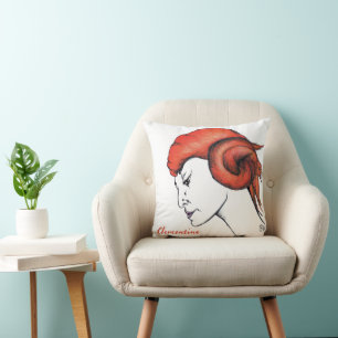 Almofada Retrato de mulher de cabelo laranja em Tangerina P
