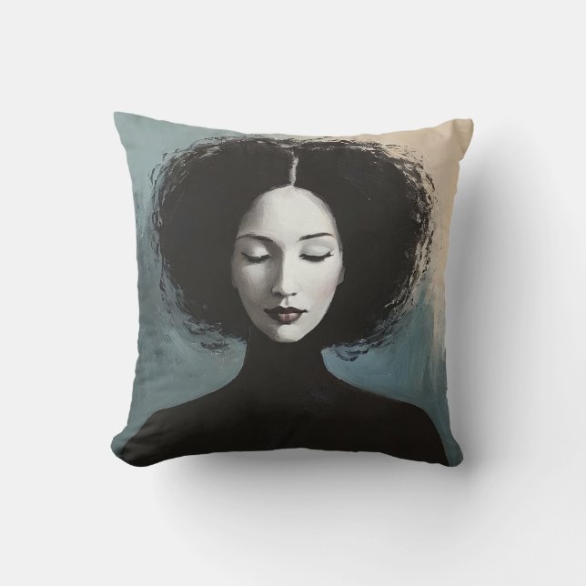 Almofada Retrato de Mulher Elegante Arte Moderna (Frente)