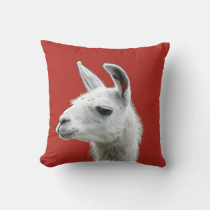 Almofada Retrato de Pequim em Llama em um Vermelho Profundo