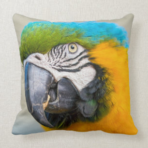 Almofada Retrato de um Macaw azul e amarelo