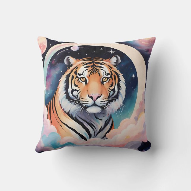 Almofada Retrato de um tigre no espaço (Verso)