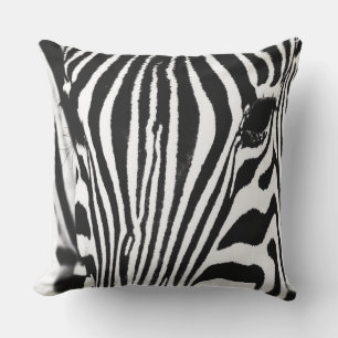 Almofada Retrato de zebra preto e branco