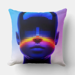 Almofada Retrato Futurista em Pixel Art – Abstrato Digital