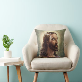 Almofada Retrato Religioso Vintage, Jesus Cristo com Auréol