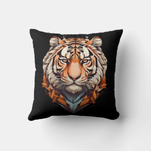 Almofada Retrato tigre, cor laranja design minimalista
