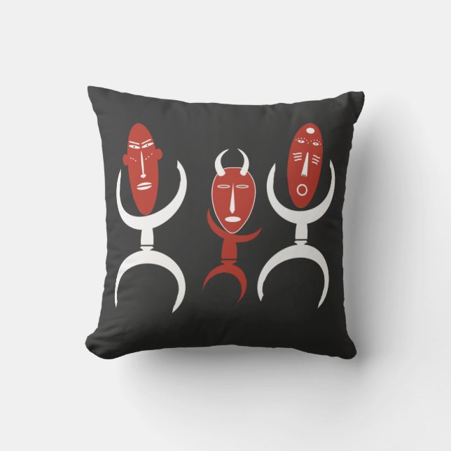 Almofada retrato tribal abstrato africano dançando (Frente)