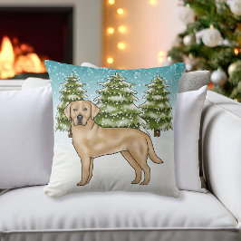 Almofada Retriever Labrador Amarelo Neve Azul Floresta de I