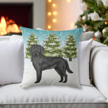 Retriever Labrador preto Floresta de Inverno Azul 
