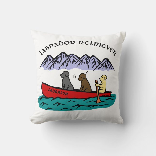 Almofada Retrievers de Labrador Canoeing (Frente)
