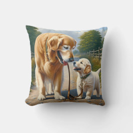 Almofada Retrievers De ouro Em Uma Coluna