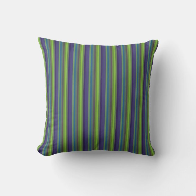 Almofada Retro 70s Peacock Palette Vertical Stripes (Frente)